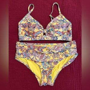 By Anthropologie Paisley Swimsuit Bikini High Waist